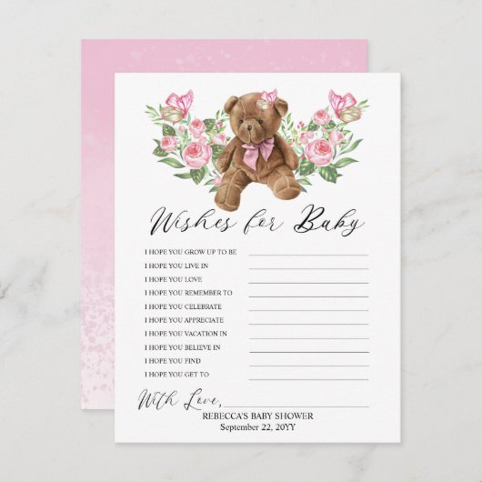 Teddy Bear Pink Floral wil graag Baby spelen (Voorkant / Achterkant)