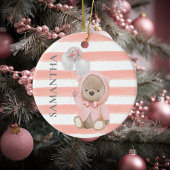 Teddy Bear Pink Girl's persoonlijke Baby Gift Keramisch Ornament