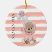 Teddy Bear Pink Girl's persoonlijke Baby Gift Keramisch Ornament (Voorkant)