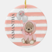Teddy Bear Pink Girl's persoonlijke Baby Gift Keramisch Ornament (Achterkant)