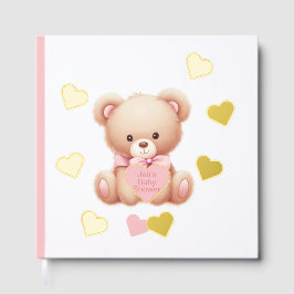 Teddy Bear Pink Hearts Folie gastenboek
