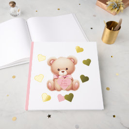 Teddy Bear Pink Hearts Folie gastenboek