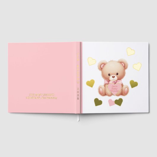 Teddy Bear Pink Hearts Folie gastenboek (Volledig)
