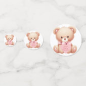 Teddy Bear Pink Hearts Tafel Confetti (Voorkanten)