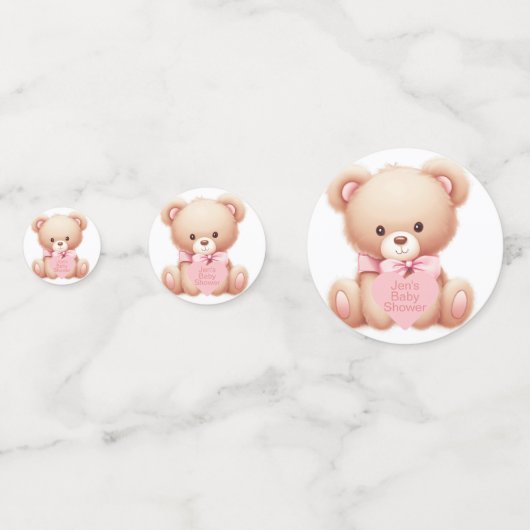 Teddy Bear Pink Hearts Tafel Confetti (Voorkanten)