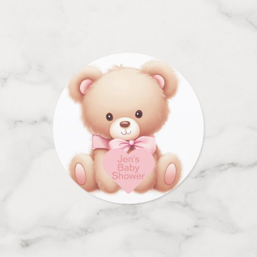 Teddy Bear Pink Hearts Tafel Confetti (Kleine voorkant)