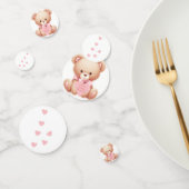 Teddy Bear Pink Hearts Tafel Confetti (Groep)