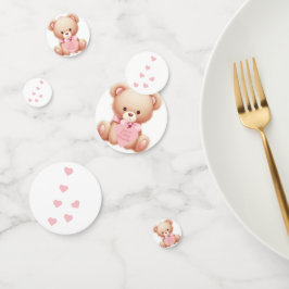 Teddy Bear Pink Hearts Tafel Confetti