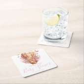 Teddy Bear Pink Hot Air Ballon Baby shower Kartonnen Onderzetters (Insitu)