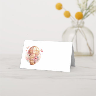 Teddy Bear Pink Hot Air Ballon Party Table Kaart Plaatskaartje