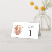 Teddy Bear Pink Hot Air Ballon Place Card Plaatskaartje (Voorkant)