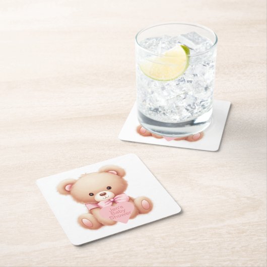 Teddy Bear Pink Kartonnen Onderzetters (Insitu)
