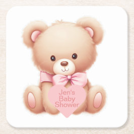 Teddy Bear Pink Kartonnen Onderzetters