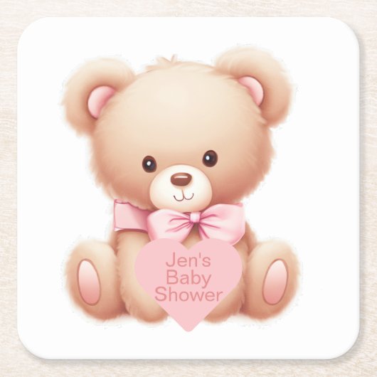 Teddy Bear Pink Kartonnen Onderzetters (Voorkant)
