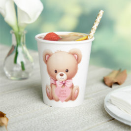 Teddy Bear Pink Papieren Bekers