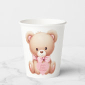 Teddy Bear Pink Papieren Bekers (Achterkant)