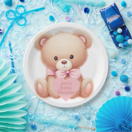 Teddy Bear Pink Papieren Bordje (Feest)