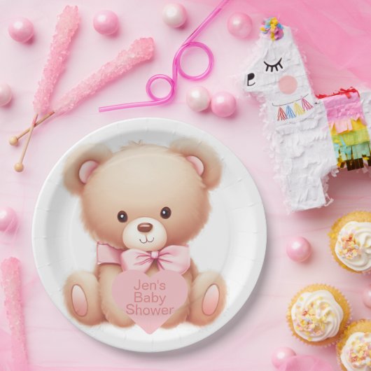 Teddy Bear Pink Papieren Bordje (Feest)