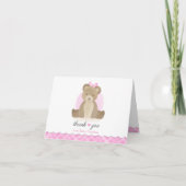 Teddy Bear Pink Plaid Baby shower Dank u Bedankkaart (Voorkant)