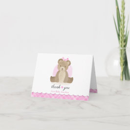 Teddy Bear Pink Plaid Baby shower Dank u Bedankkaart