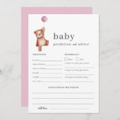 Teddy Bear Pink Prediction and Advice Baby shower Kaart (Voorkant / Achterkant)