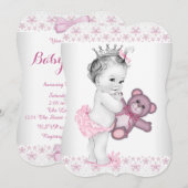 Teddy Bear Pink Princess Baby shower Kaart (Voorkant / Achterkant)