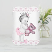 Teddy Bear Pink Princess Baby shower Kaart (Staand voorkant)