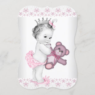 Teddy Bear Pink Princess Baby shower Kaart