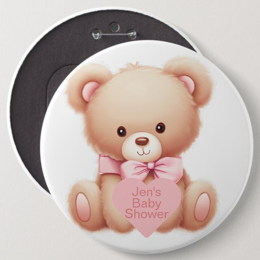 Teddy Bear Pink Ronde Button 6,0 Cm (Voorkant /achterkant)