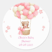 TEDDY BEAR PINK  RONDE STICKER (Voorkant)