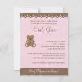 Teddy Bear Pink Small Invitation Kaart (Voorkant)