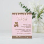 Teddy Bear Pink Small Invitation Kaart (Staand voorkant)