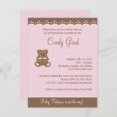 Teddy Bear Pink Small Invitation Kaart (Voorkant / Achterkant)