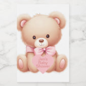 Teddy Bear Pink Voedselcontainer Etiket (Enkel label)