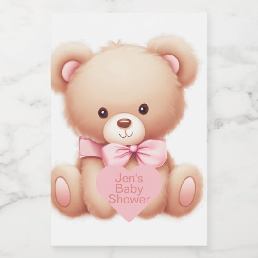 Teddy Bear Pink Voedselcontainer Etiket (Enkel label)