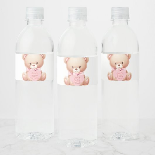 Teddy Bear Pink Waterfles Etiket (Flessen)