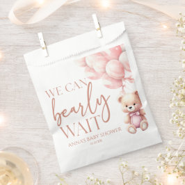 Teddy Bear Pink We kunnen bijna wachten op Baby sh Bedankzakje
