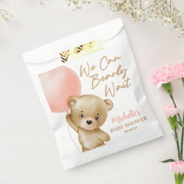 Teddy Bear Pink We kunnen bijna wachten op Baby sh Bedankzakje