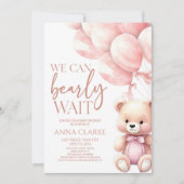 Teddy Bear Pink We kunnen bijna wachten op Baby sh Kaart (Voorkant)