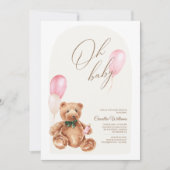 Teddy Bear Pink We kunnen bijna wachten op Baby sh Kaart (Voorkant)