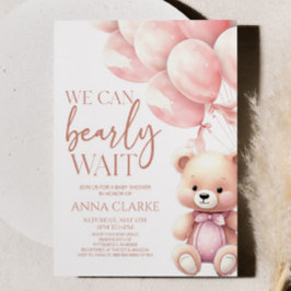 Teddy Bear Pink We kunnen bijna wachten op Baby sh Kaart