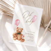 Teddy Bear Pink We kunnen bijna wachten op Baby sh Kaart