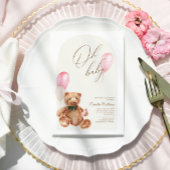 Teddy Bear Pink We kunnen bijna wachten op Baby sh Kaart