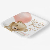 Teddy Bear Pink We kunnen bijna wachten op Baby sh Papieren Bordje (Gebogen)