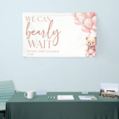 Teddy Bear Pink We kunnen bijna wachten op Baby sh Spandoek (Beurs)