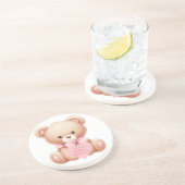 Teddy Bear Pink Zandsteen Onderzetter (Zijkant)