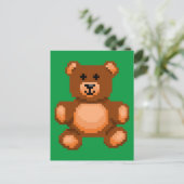  Teddy Bear - Pixel Art Briefkaart (Staand voorkant)