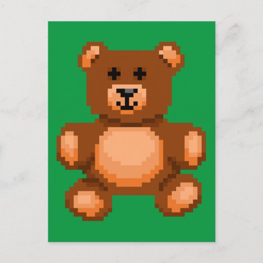  Teddy Bear - Pixel Art Briefkaart (Voorkant)
