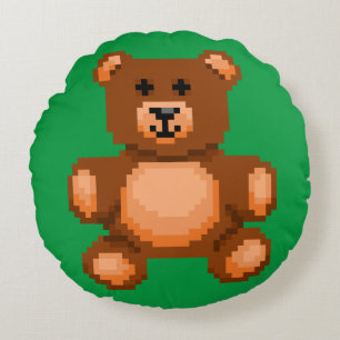  Teddy Bear - Pixel Art Rond Kussen