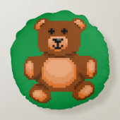  Teddy Bear - Pixel Art Rond Kussen (Achterkant)